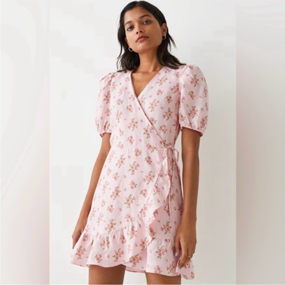 & Other Stories Pink Floral Mini Dress
